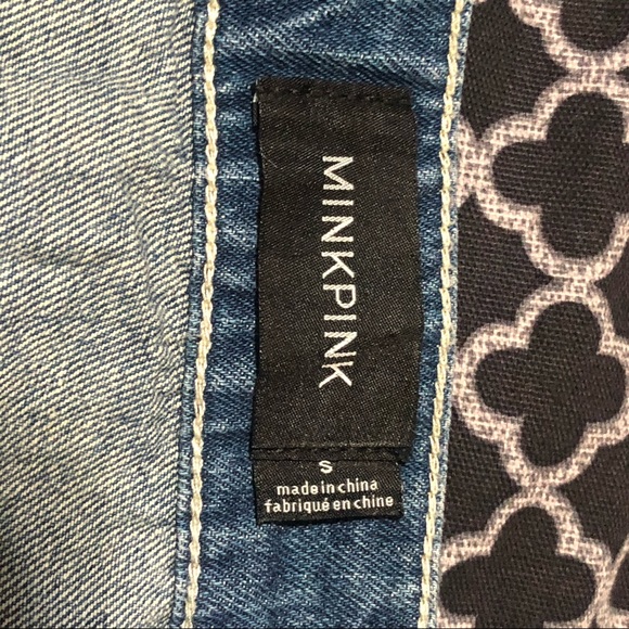 MinkPink Denim Jean Button Asymmetrical Mini Skirt - Picture 2 of 7
